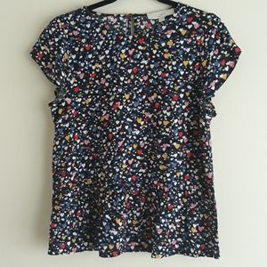 Loft Heart Printed Split Flutter Sleeve Blouse